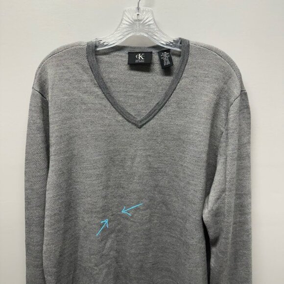 Calvin Klein Men's Merino Wool Blend V-Neck Sweater | Gray Size Large - Picture 11 of 12